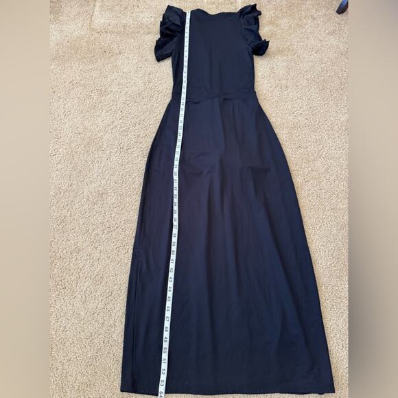 Black Dance Romper Maxi Dress | Performance Jumpsuit with Flowing Overlay S/M - Picture 6 of 8